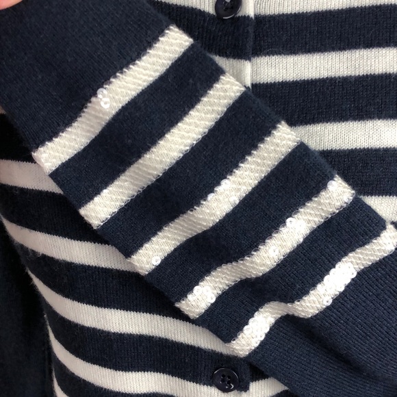 Womens Navy And White Striped Button Down Cardigan - Picture 3 of 5